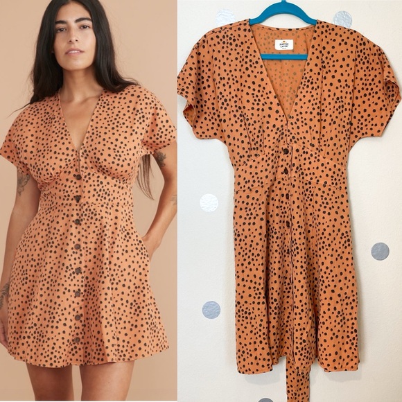 Marine Layer Dresses & Skirts - Marine Layer Camila Button Down Mini Dress in Abstract Cheetah Print